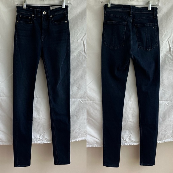 Rag & Bone Skinny Hit-Rise dark wash jeans, size 25, classic 5 pockets. - Picture 1 of 8